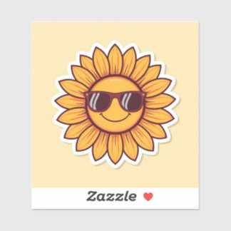 Coole Zonnebloem met Zonnebril Sticker