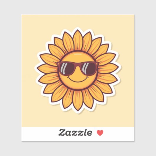 Coole Zonnebloem met Zonnebril Sticker (Vel)