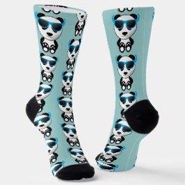 Coole zonnebril met blauwe patroon voor panda beer sokken