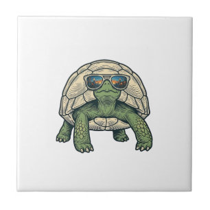 Coole zonnebril schildpad vintage vector ontwerp_1 tegeltje