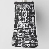 coole zwart-witte typografie (naampatroon) golfheadcover (Draai 90)