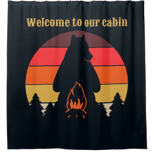 coole zwarte beer cabine tekst toevoegen douchegordijn (Voorkant)