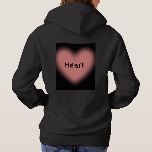 coole zwarte hoodie vol hart (Achterkant)
