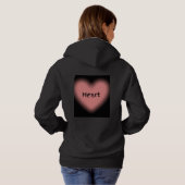 coole zwarte hoodie vol hart (Achterkant volledig)