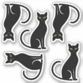 Coole Zwarte Kat Silhouetten Sticker (Voorkant)