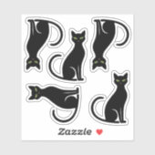 Coole Zwarte Kat Silhouetten Sticker (Vel)