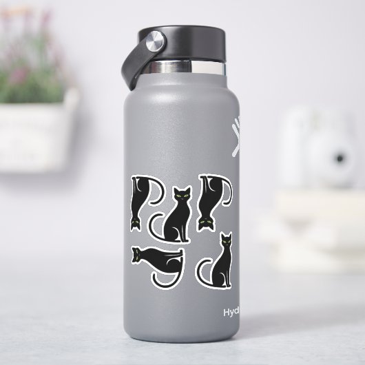 Coole Zwarte Kat Silhouetten Sticker (HydroFlask)