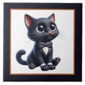 Coole zwarte kattenliefhebbers tegeltje (Voorkant)