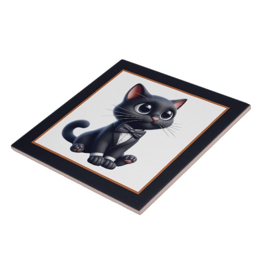 Coole zwarte kattenliefhebbers tegeltje (Zijkant)