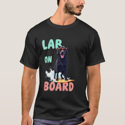 Coole zwarte Labrador surfhond T-shirt (Voorkant)