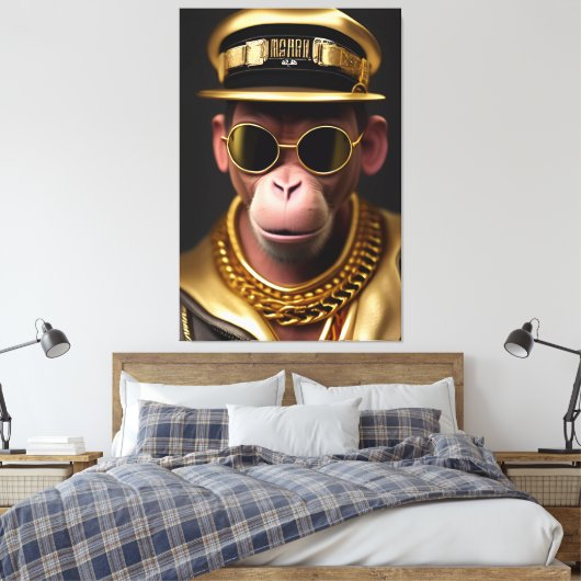 Cooler Affe mit Goldkette und Sonnenbrille Canvas Afdruk (Insitu (Slaapkamer))