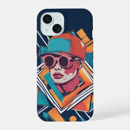 Cooler Junge, abstrakte dynamische Pop Kunst iPhone 15 Case (Achterkant)