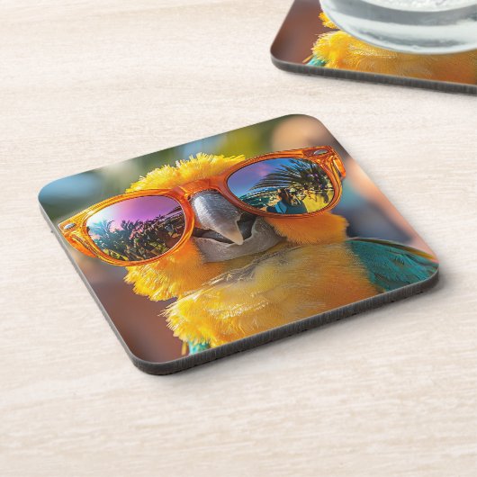 Cooler Papagei am Strand Bier Onderzetter (Linkerzijde)