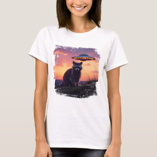 Cooles Waschbär-UFO-Design T-shirt