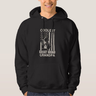 Coolest Basset Hound Grandpa Amerikaanse vlag Hoodie