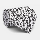 COOLEST Black en White Penguin Pattern Stropdas (Opgerold)