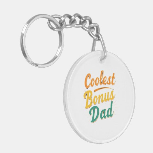 Coolest Bonus Dad Sleutelhanger Gegraveerd Hartver (Voorkant Links)