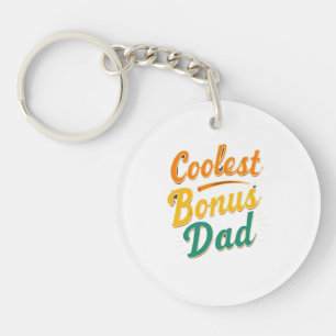 Coolest Bonus Dad Sleutelhanger Gegraveerd Hartver