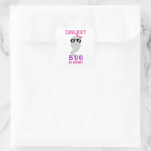 coolest boo vierkante sticker (Tas)