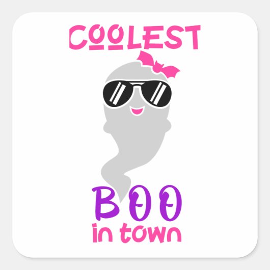 coolest boo vierkante sticker (Voorkant)