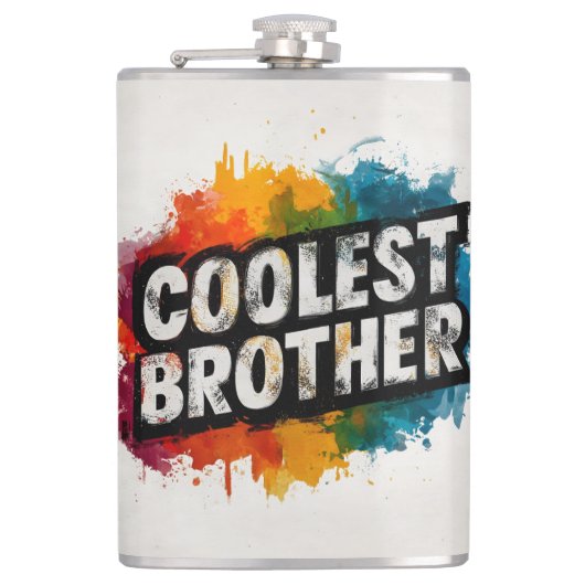 COOLEST BROTHER Typografie met Waterverf Splash Heupfles (Voorkant)