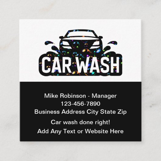 Coolest Car Wash Bubbles Auto Visitekaartjes (Voorkant)