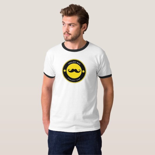 Coolest Dad Mustache Design | Vaderdag cadeau T-shirt (Voorkant volledig)