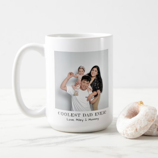 Coolest Dad Ooit Foto Vaderdag Herinneringen Gift Koffiemok (Met donut)
