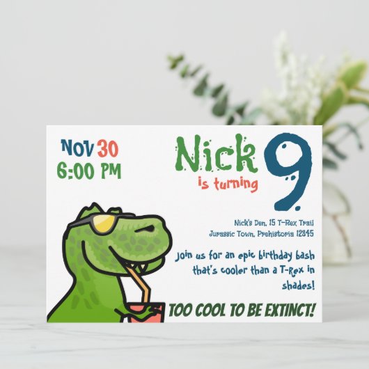 Coolest Dino Verjaardagsfeest - Perfect T-Rex Kaart (Staand voorkant)