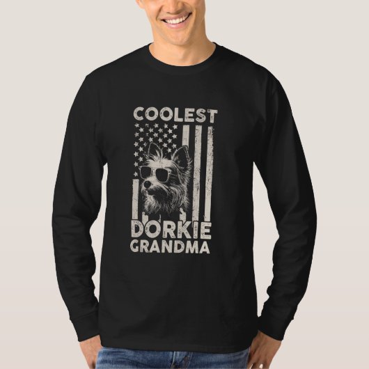 Coolest Dorkie Oma  Amerikaanse Vlag Funny T-shirt (Voorkant)