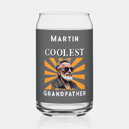 Coolest Grandfather Funny Retro Cool Zonnebril Blikvorm Glas (Achterkant)