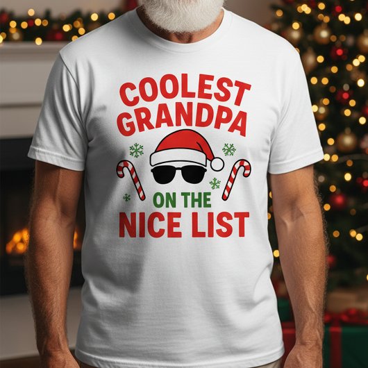 Coolest Grandpa on the Nice List | Funny Christmas T-shirt
