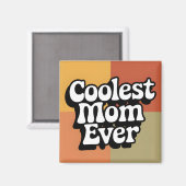 Coolest Mom Ooit Retro Groovy Tekst Magneet (Voorkant / Achterkant)