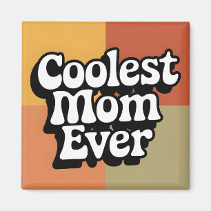 Coolest Mom Ooit Retro Groovy Tekst Magneet