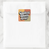 Coolest Mom Ooit Retro Groovy Tekst Vierkante Sticker (Tas)