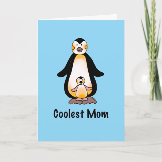 Coolest Mom Penguin Family Art Feestdagen Kaart (Voorkant)