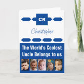 Coolest Oom 5 foto blauw wit verjaardag Kaart (Voorkant)