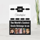 Coolest Oom 5 foto zwart wit verjaardag Kaart (Voorkant)