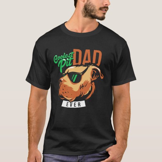 Coolest Pit Dad Ever Pitbull Wearing Sunglasses T-shirt (Voorkant)