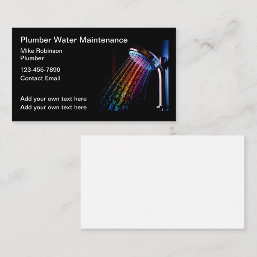 Coolest Plumber Theme Douche Water Visitekaartjes (Voorkant / Achterkant)