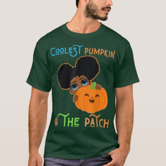 Coolest Pumpkin In The Patch Black Melanin Girl Ha T-shirt