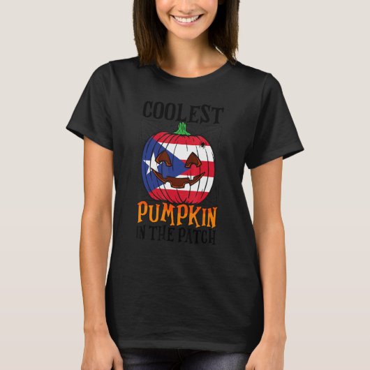 Coolest Pumpkin In The Patch Boricua Flag Jack Ou2 T-shirt (Voorkant)