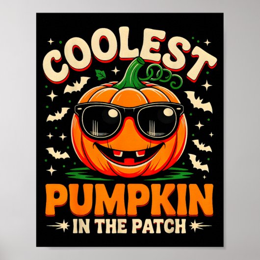 Coolest Pumpkin In The Patch Groovy Halloween For Poster (Voorkant)