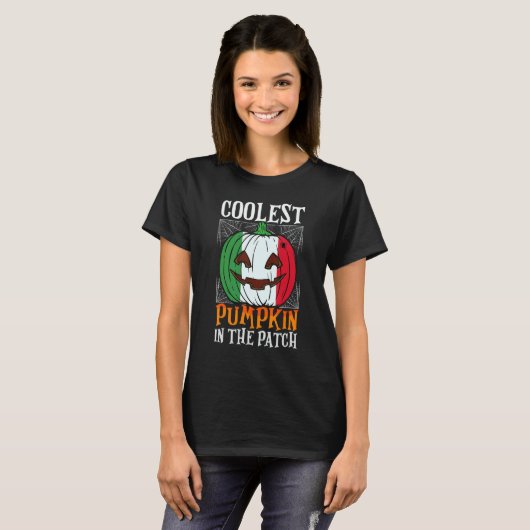 Coolest Pumpkin In The Patch Italian Flag Jack Ou2 T-shirt (Voorkant volledig)