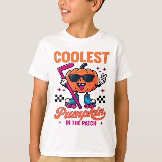 Coolest Pumpkin In The Patch – Roller Hockey Fun D T-shirt (Voorkant)