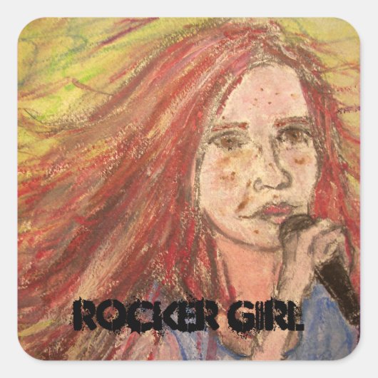 Coolest Rocker Girl Vierkante Sticker (Voorkant)