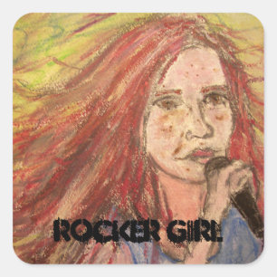 Coolest Rocker Girl Vierkante Sticker