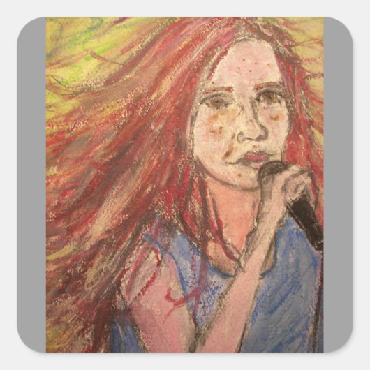 Coolest Rocker Girl Vierkante Sticker (Voorkant)