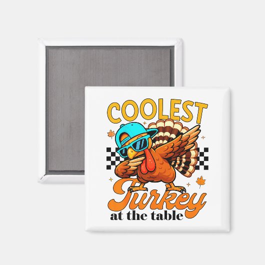 Coolest Turkey At Table Funny Bird Toddler Boys Th Magneet (Voorkant / Achterkant)