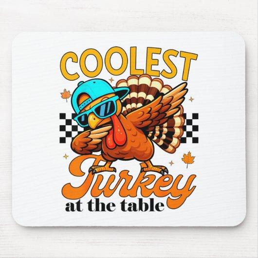 Coolest Turkey At Table Funny Bird Toddler Boys Th Muismat (Voorkant)